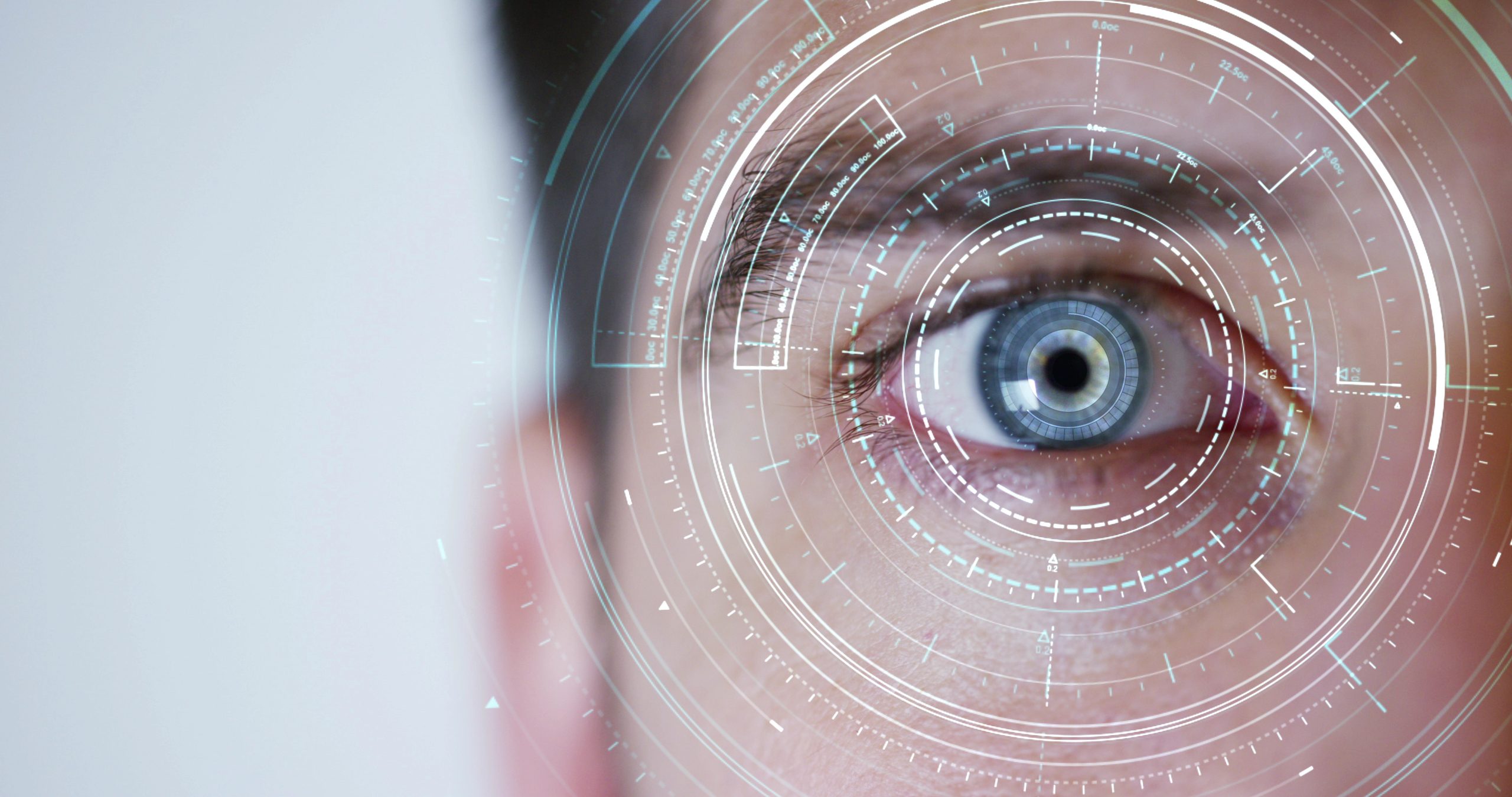 Man's eye with overlaid graphic (artificial intelligence)