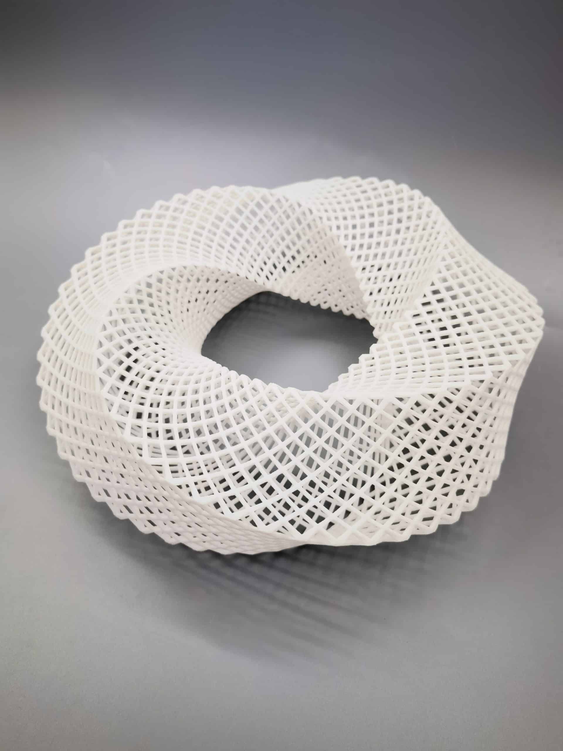 White 3D printed part