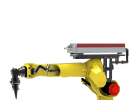 Robot cell processing with lasers D250 robot arm with mounted laser source